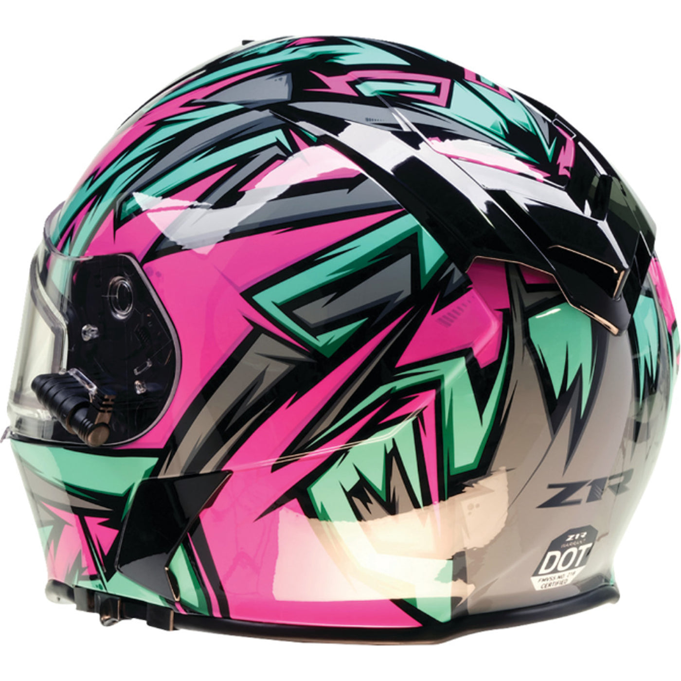 Z1R Warrant Neuron Helmet Pink/Teal - Rear Left Side View