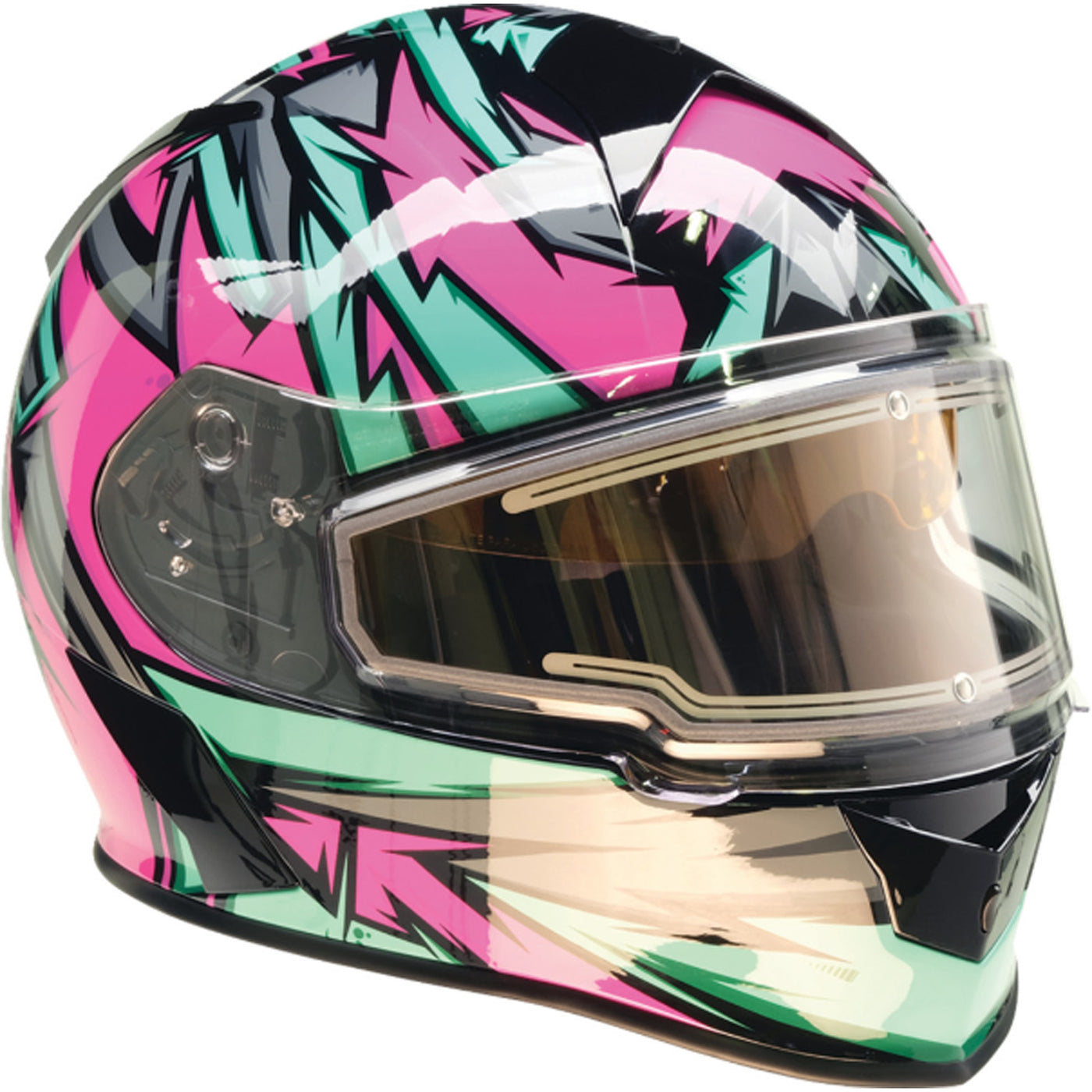 Z1R Warrant Neuron Helmet Pink/Teal - Front Right Side View