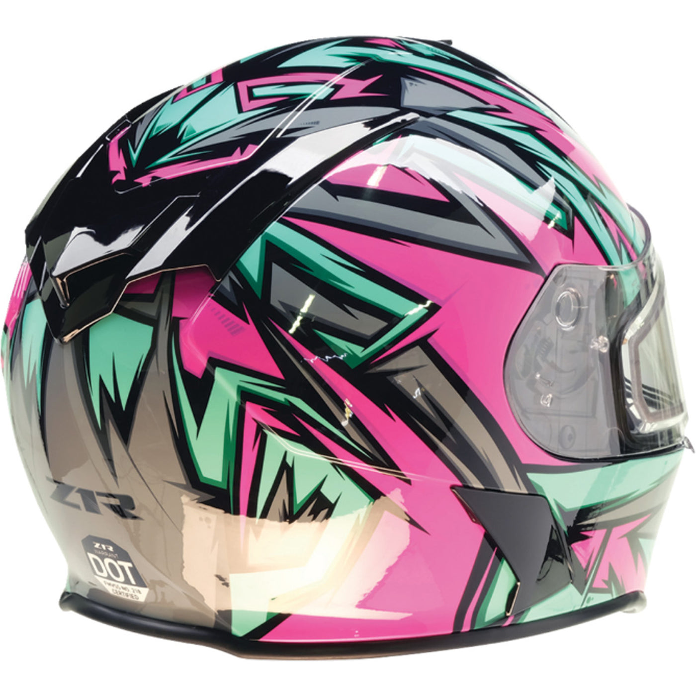 Z1R Warrant Neuron Helmet Pink/Teal - Rear Right Side View