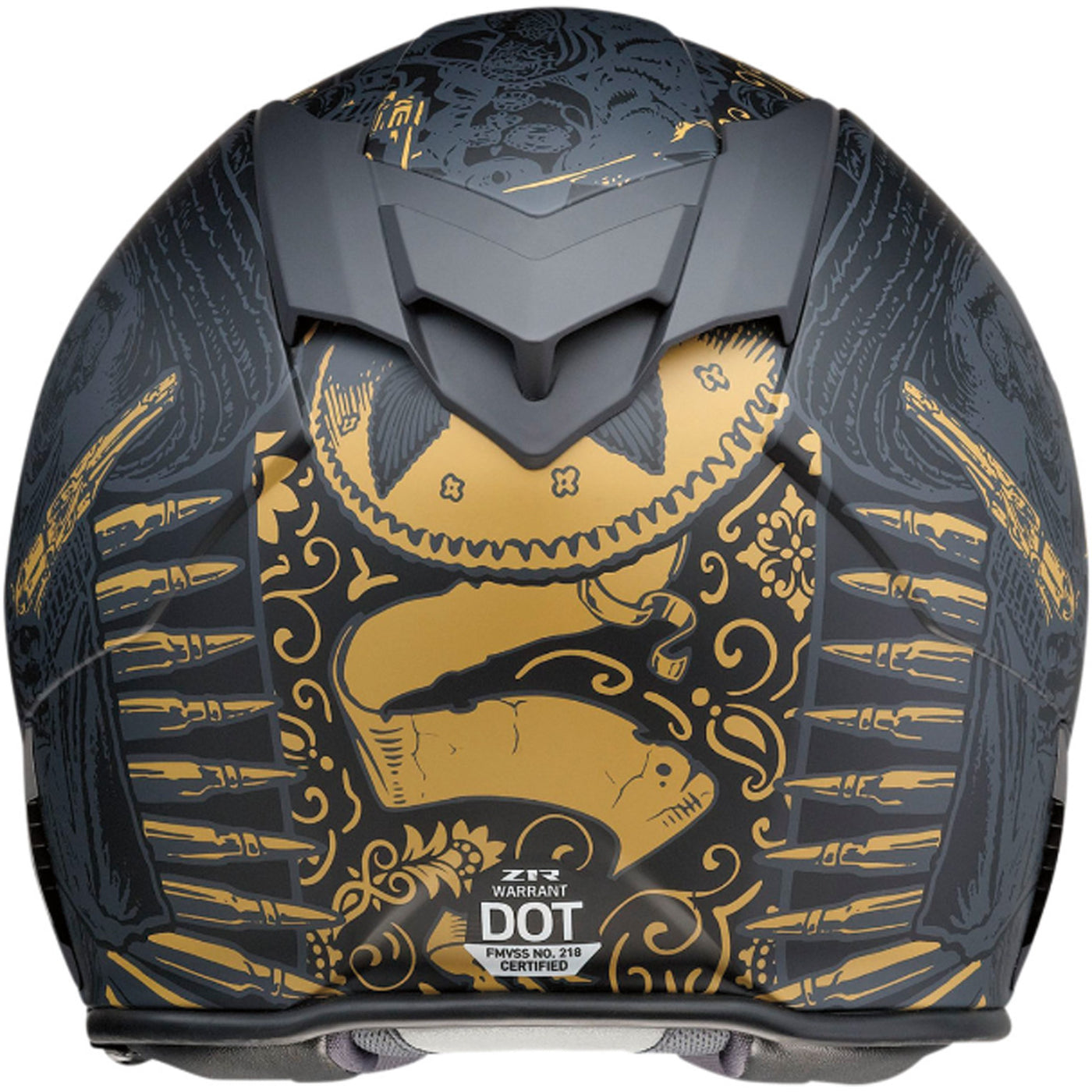 Z1R Warrant Sombrero Helmet Black/Gold - Rear View