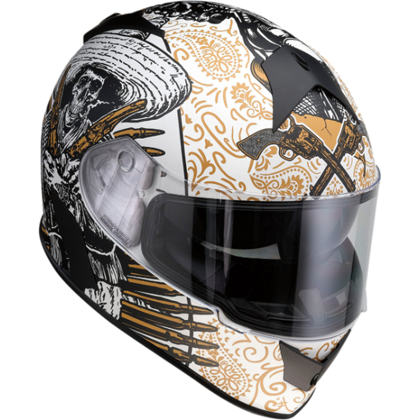 Z1R Warrant Sombrero Helmet White/Gold - Front Right Side View