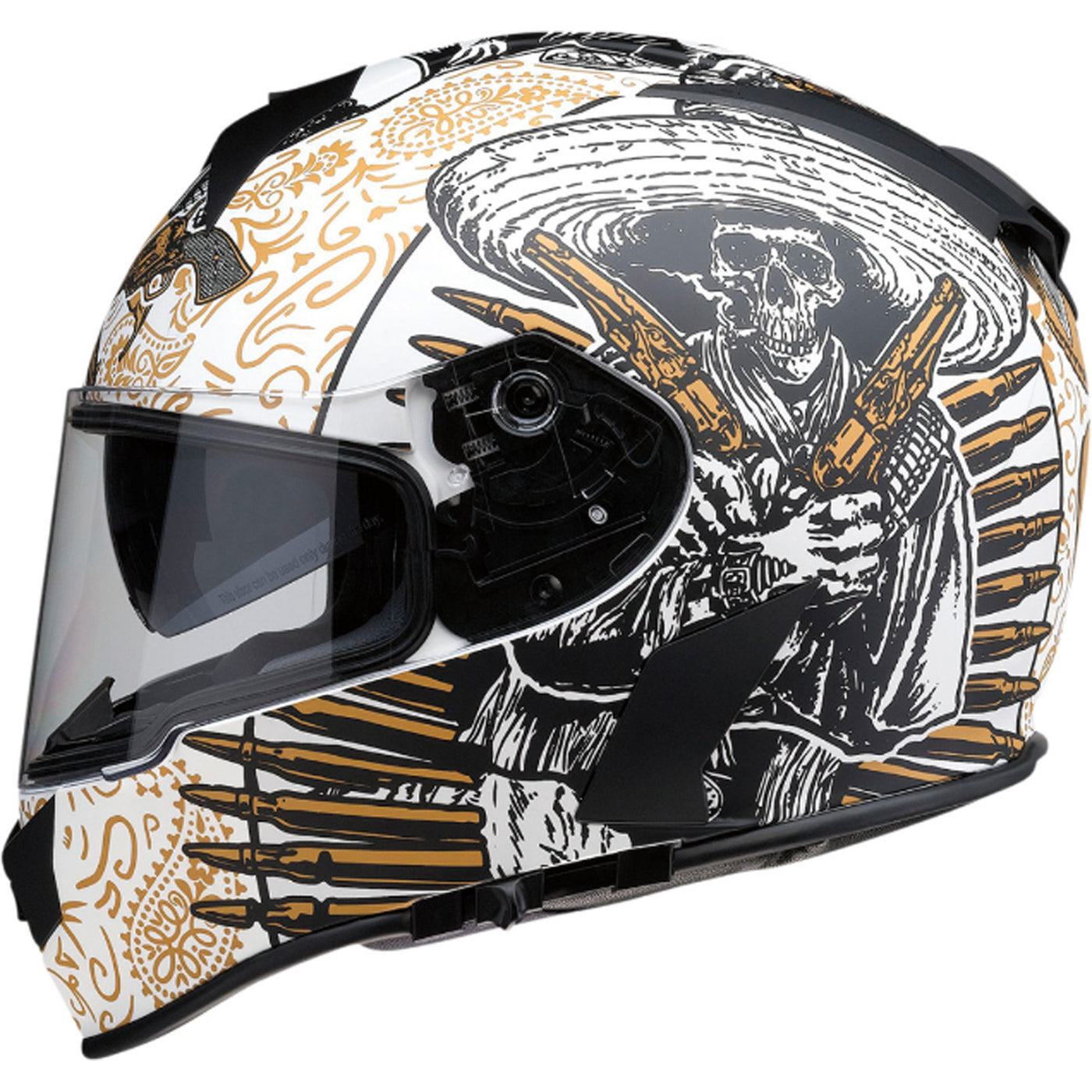 Z1R Warrant Sombrero Helmet White/Gold - Left Side View