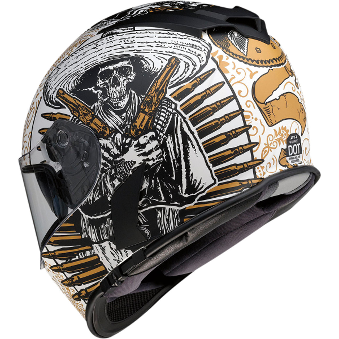 Z1R Warrant Sombrero Helmet White/Gold - Rear Left Side View