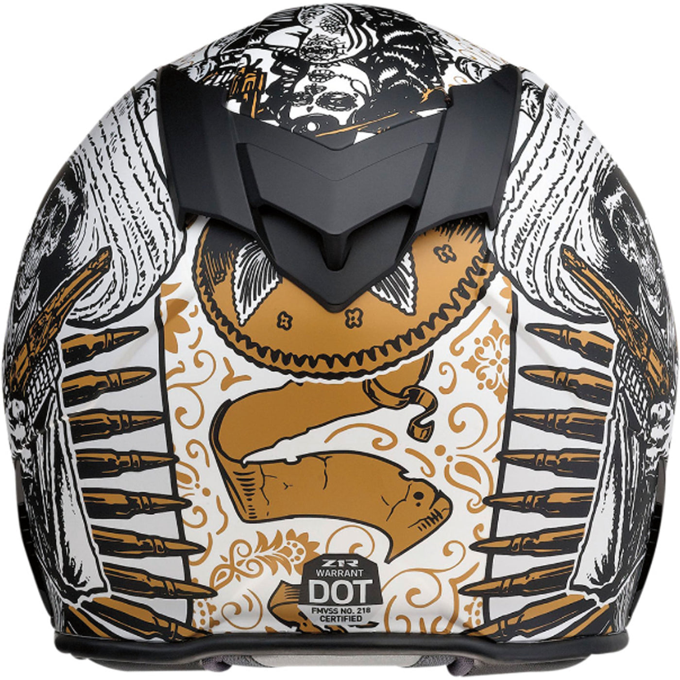 Z1R Warrant Sombrero Helmet White/Gold - Rear View