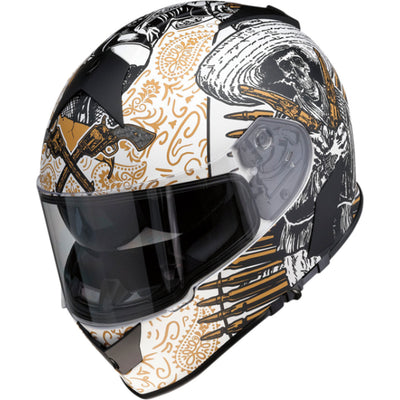 Z1R Warrant Sombrero Helmet White/Gold - Front Left Side View