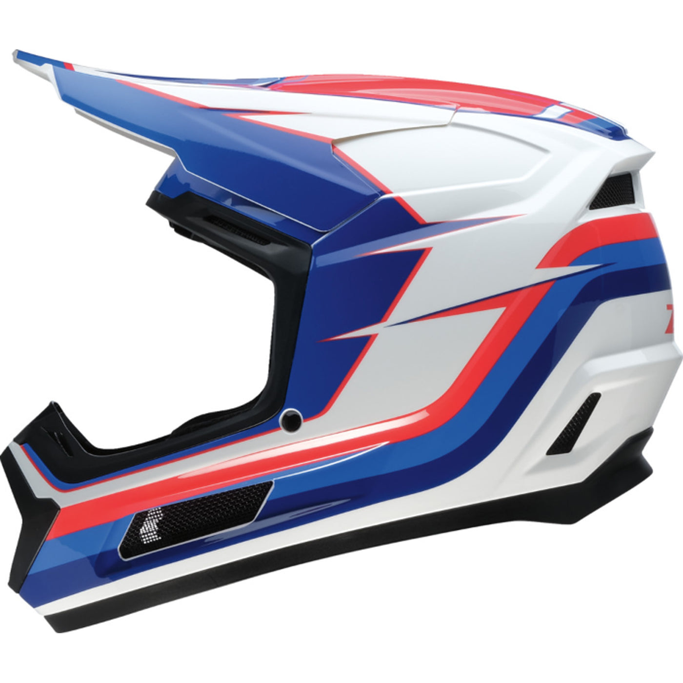 Z1R Youth Dirt Maxx Vortex Helmet Red/White/Blue - Left Side View