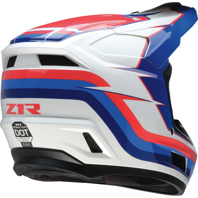 Z1R Youth Dirt Maxx Vortex Helmet Red/White/Blue - Rear Right Side View