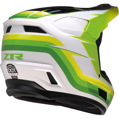 Z1R Youth Dirt Maxx Vortex Helmet White/Green - Rear Right Side View