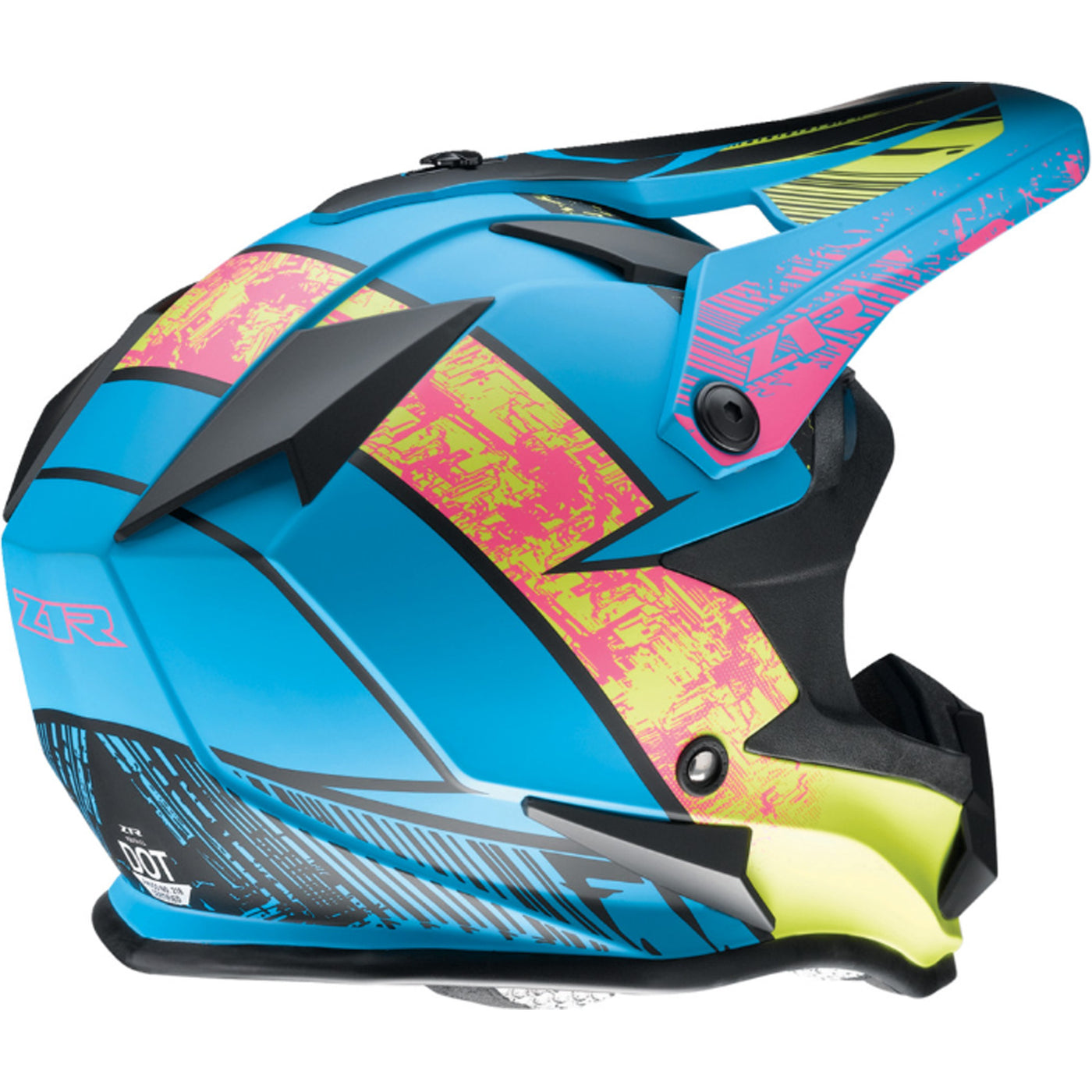 Z1R Youth F.I. Fractal MIPS Helmet Matte Blue/Hi-Viz - Rear Side View