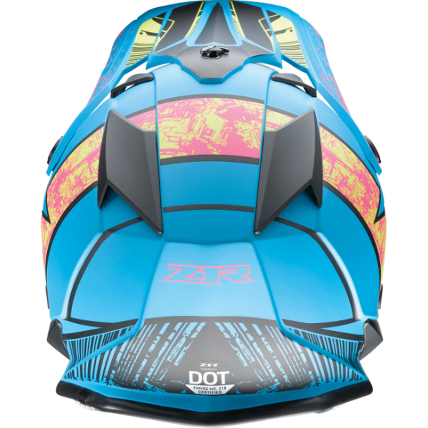 Z1R Youth F.I. Fractal MIPS Helmet Matte Blue/Hi-Viz - Rear View