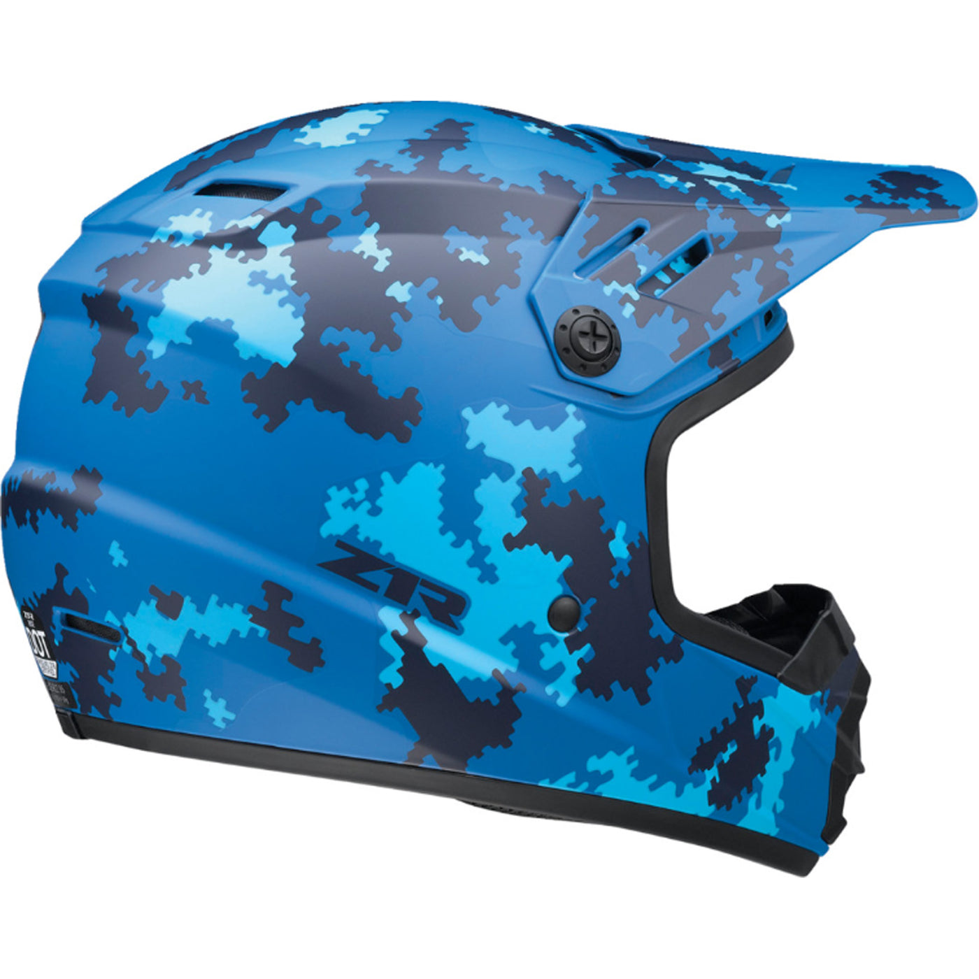 Z1R Youth Rise Digi Camo Helmet Blue - Rear Right Side View