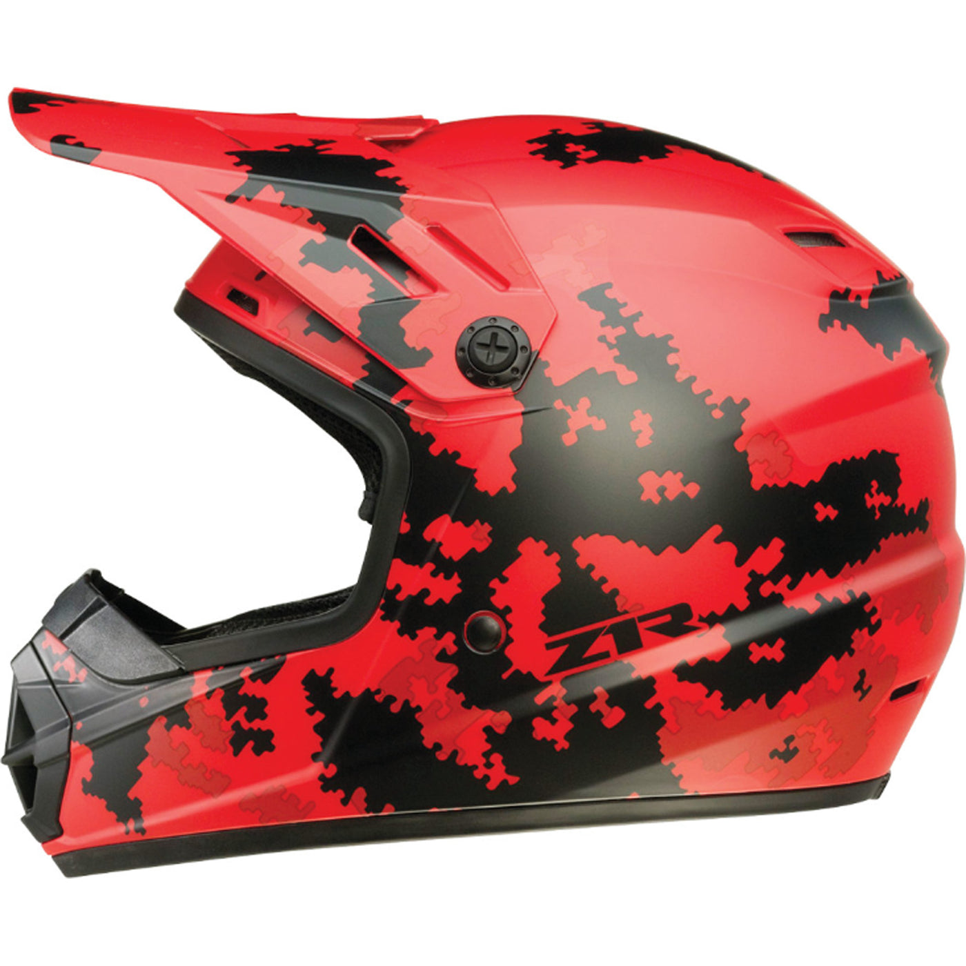 Z1R Youth Rise Digi Camo Helmet Red - Left Side View