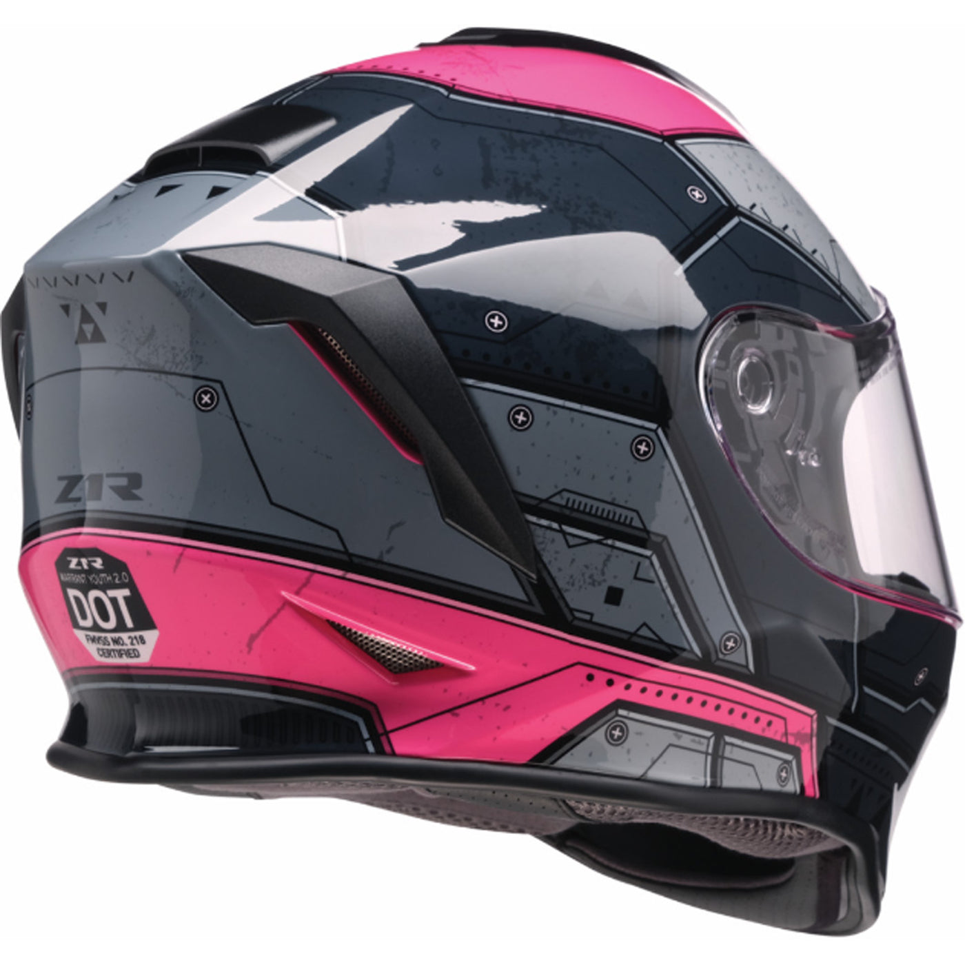 Z1R Youth Warrant Sentinel Helmet Pink - Rear Right Side View