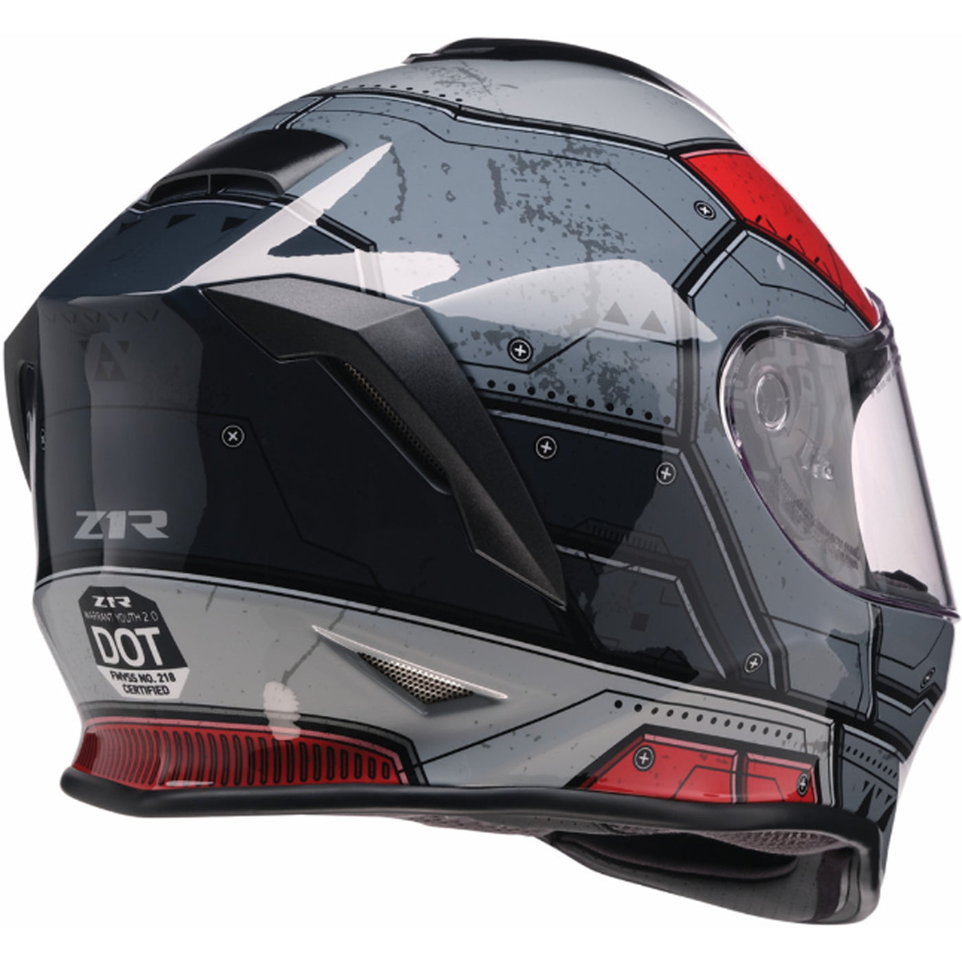 Z1R Youth Warrant Sentinel Helmet Red - Rear Right Side View