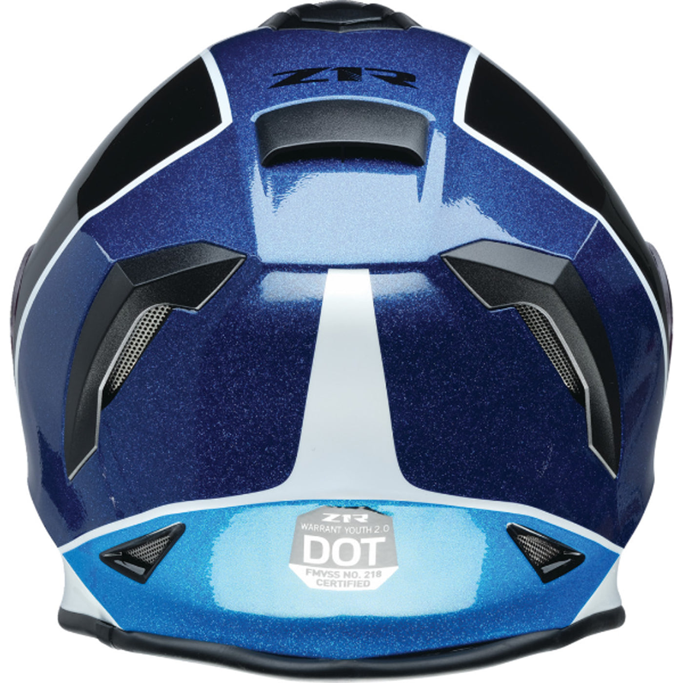 Z1R Youth Warrant 2.0 Fresh Pow Helmet Purple/Blue - Rear View