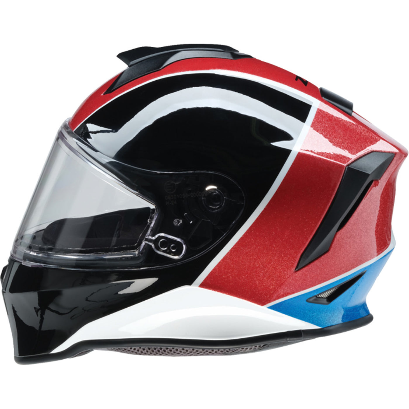 Z1R Youth Warrant 2.0 Fresh Pow Helmet Red/White/Blue - Left Side View