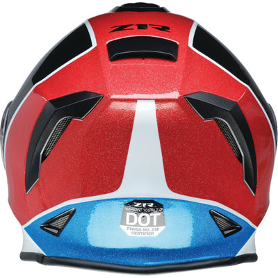 Z1R Youth Warrant 2.0 Fresh Pow Helmet Red/White/Blue - Rear View