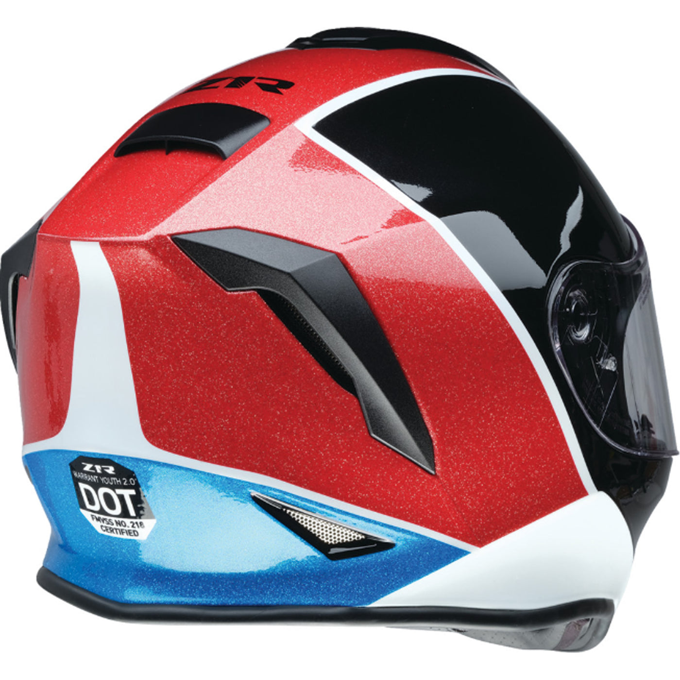 Z1R Youth Warrant 2.0 Fresh Pow Helmet Red/White/Blue - Rear Right Side View