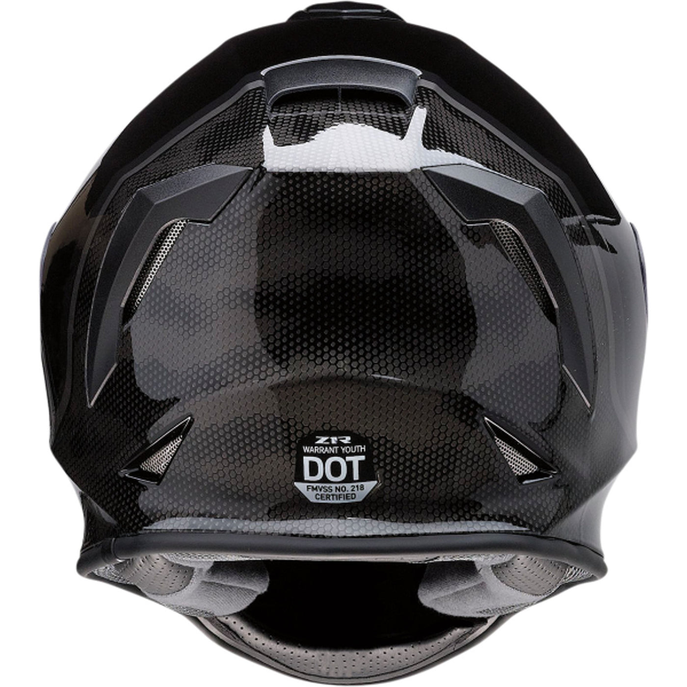 Z1R Youth Warrant Kuda Helmet Gloss Black - Rear View