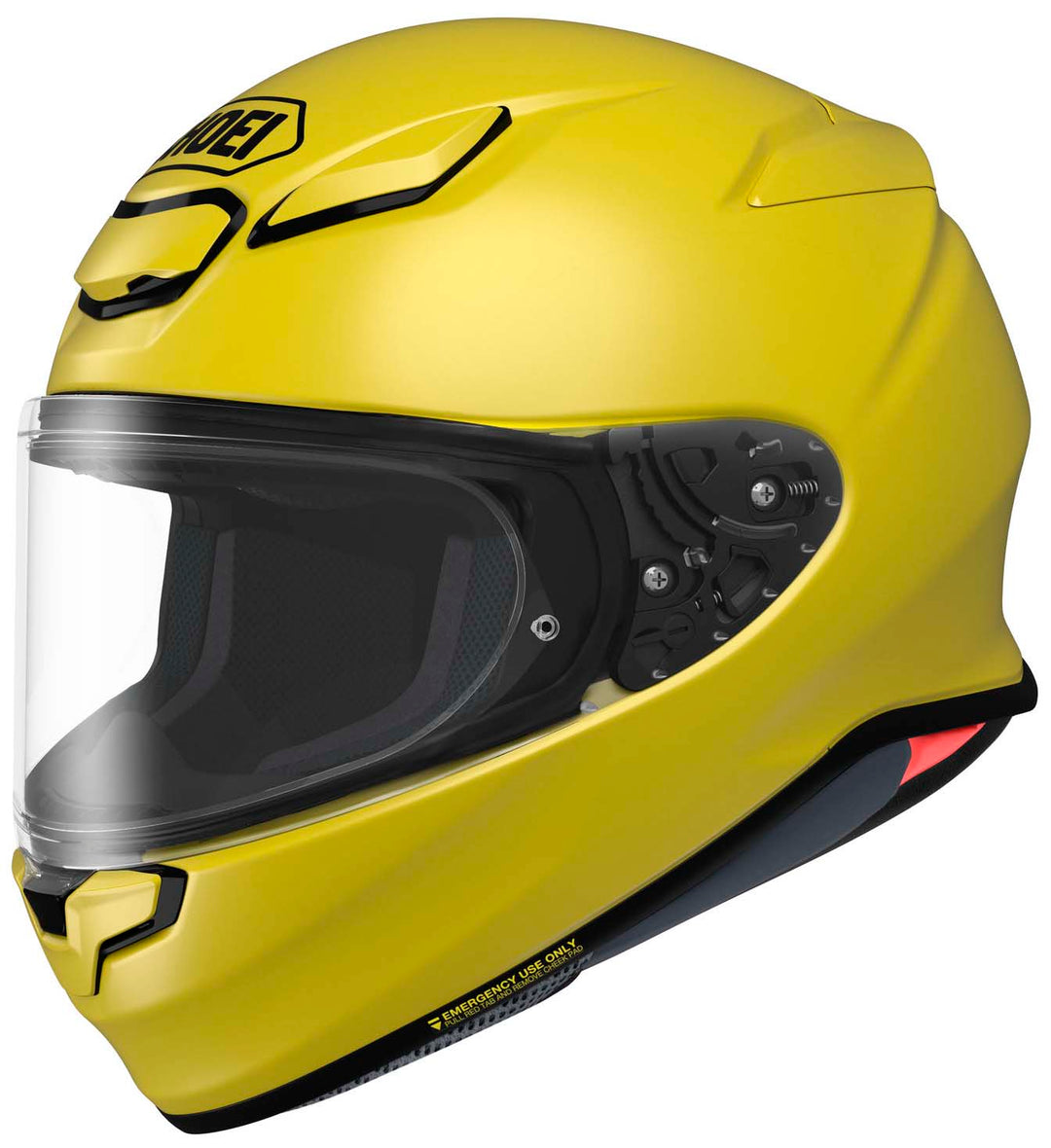 Shoei RF-1400 Solid Full Face Motorcycle Helmet Yellow - Front Side View