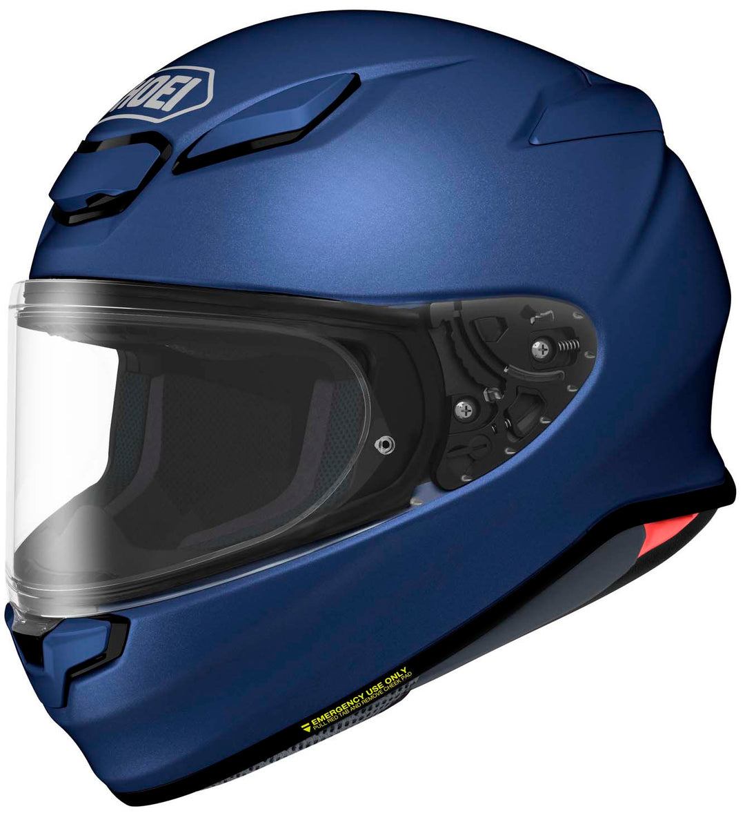 Shoei RF-1400 Solid Full Face Motorcycle Helmet Matte Blue - Front Side View