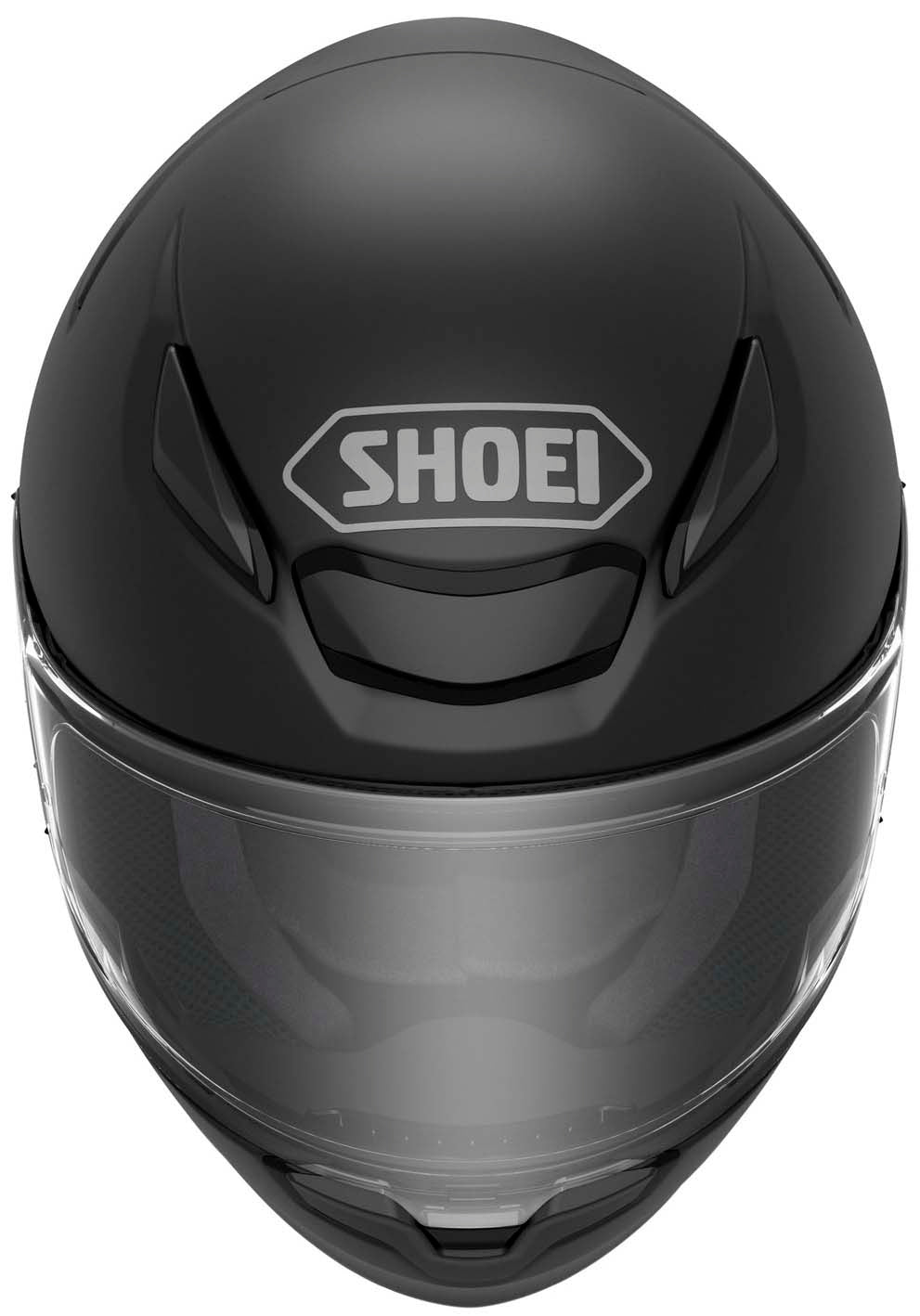 Shoei RF-1400 Solid Full Face Motorcycle Helmet Matte Black - Front Top View