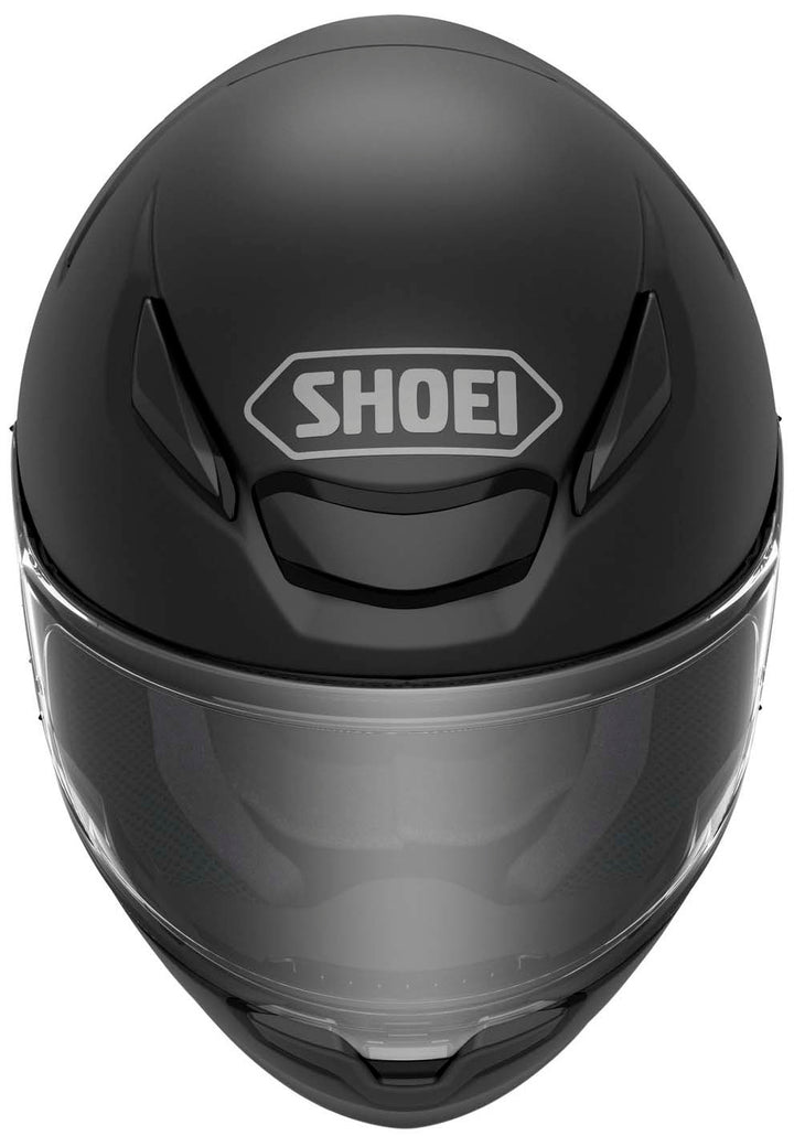 Shoei RF-1400 Solid Full Face Motorcycle Helmet Matte Black - Front Top View