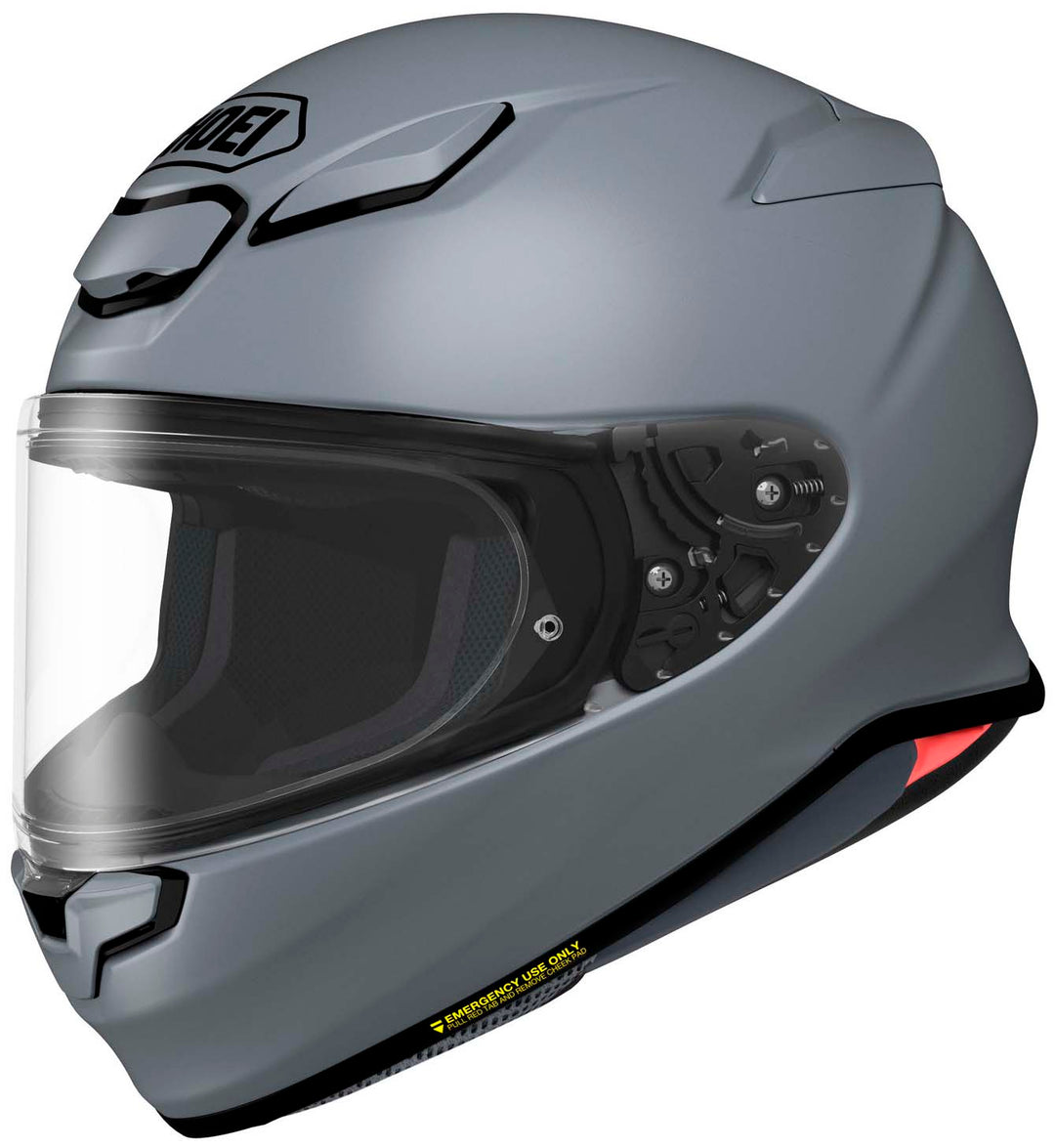 Shoei RF-1400 Solid Full Face Motorcycle Helmet Grey - Front Side View