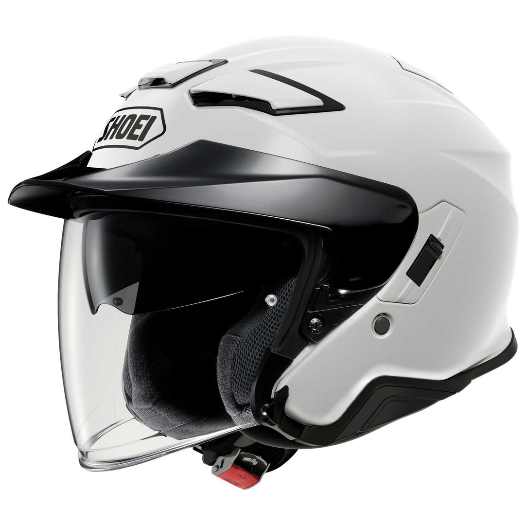 Shoei J-Cruise II Motorcycle Helmet White - Front Side View with Visor