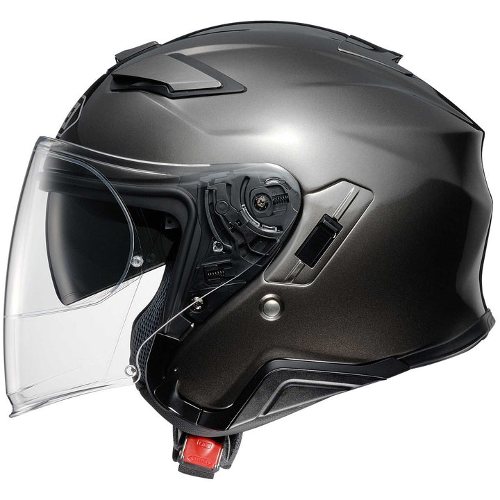 Shoei J-Cruise II Motorcycle Helmet Anthracite - Side View with Faceshield Slightly Raised