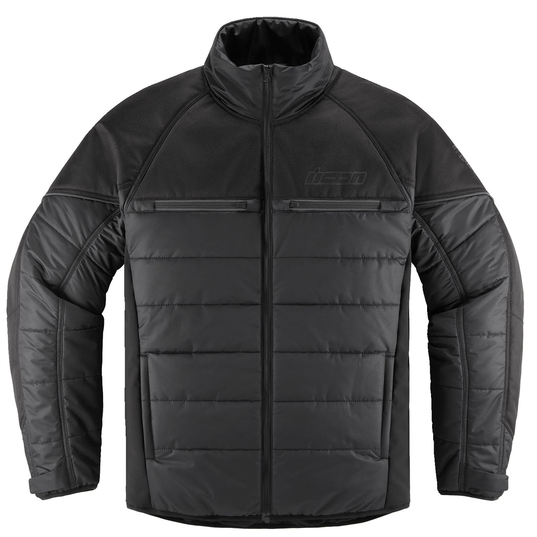 ICON Ghost Puffer Jacket Black/Charcoal - Front View