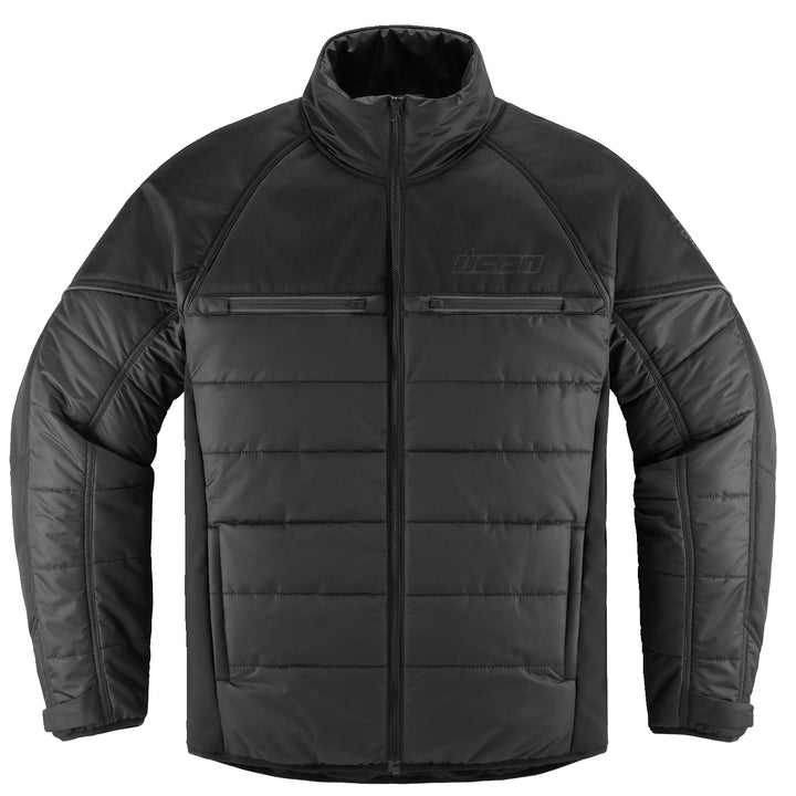 ICON Ghost Puffer Jacket Black/Charcoal - Front View