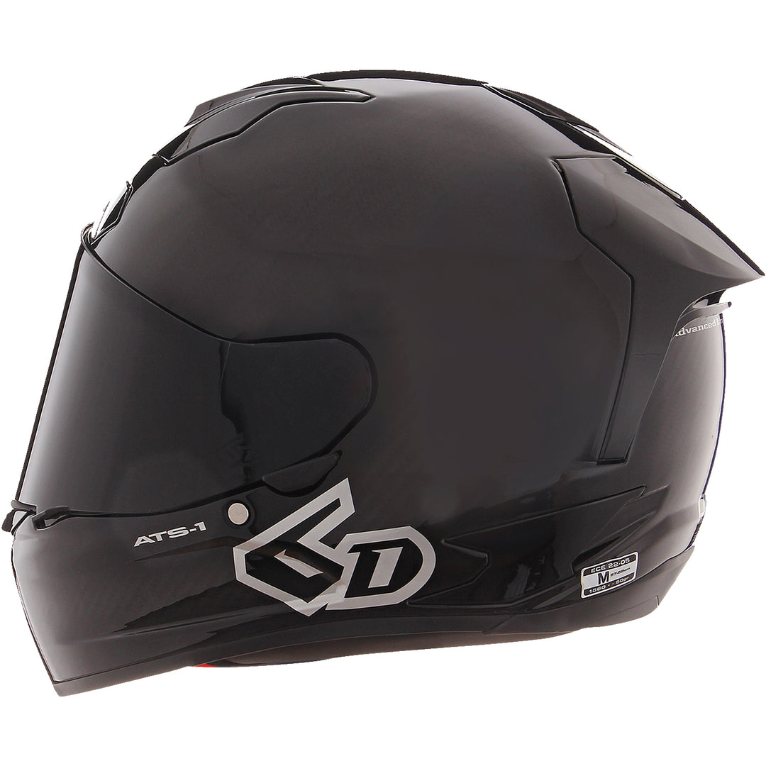 6D Helmets ATS-1R Solid Helmet Gloss Black - Rear Left Side View