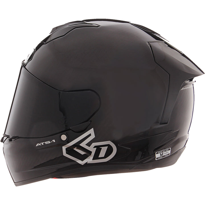 6D Helmets ATS-1R Solid Helmet Gloss Black - Rear Left Side View