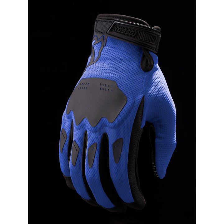 ICON Hooligan CE Gloves Blue - Back of Hand View