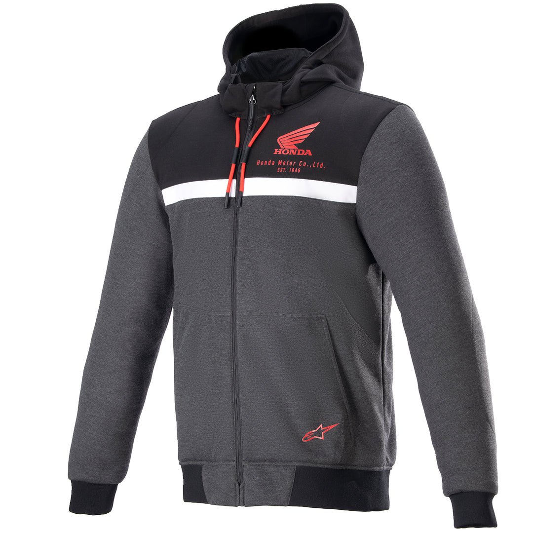 Alpinestars Honda Chrome Street Hoodie Black/Gray/Red - Front View