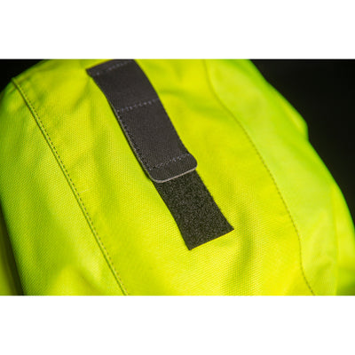 ICON Airform Jacket Vis - Close-Up of Velcro Strap on Back of Hood