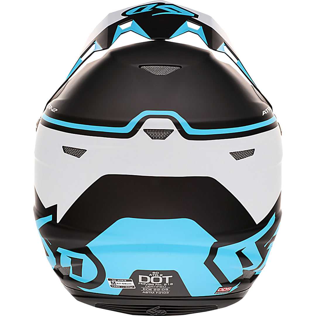 6D Helmets ATR-2 Drive Helmet Cyan - Rear View