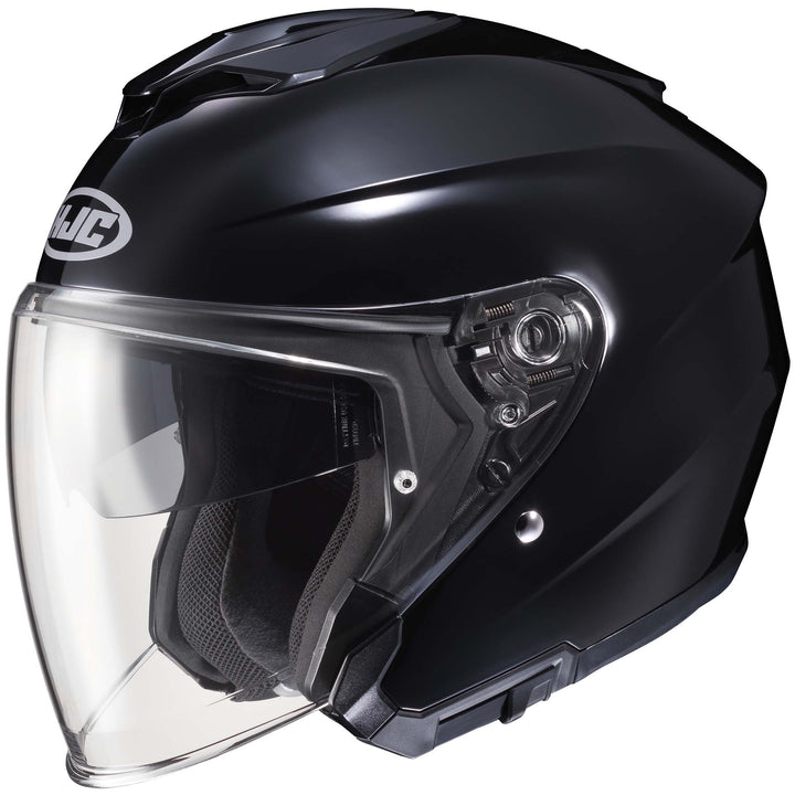 HJC i30 Open Face Motorcycle Helmet BLACK - Front Side View