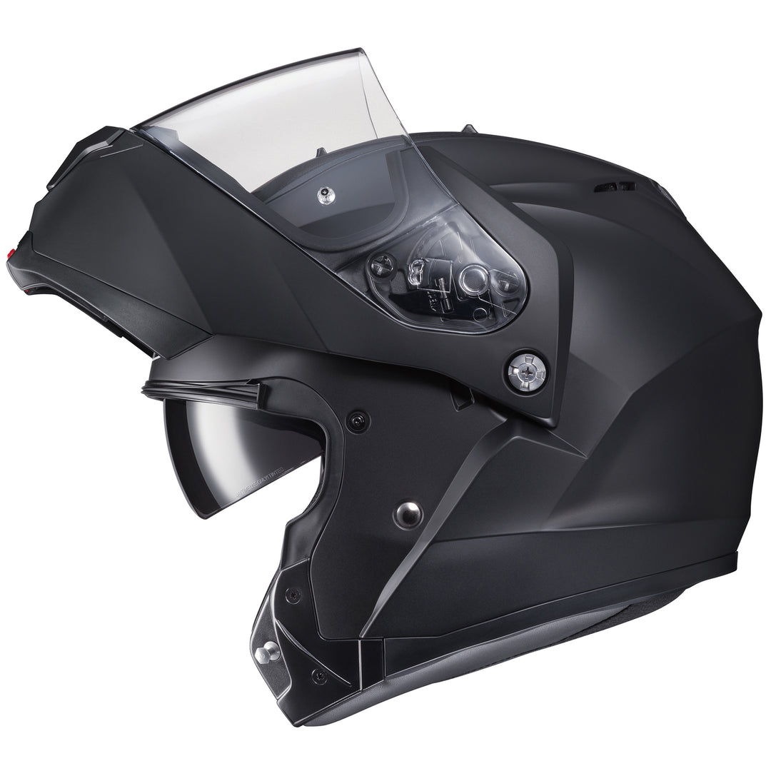 HJC C91 Semi-Flat Black - Side View with Chin Bar Raised