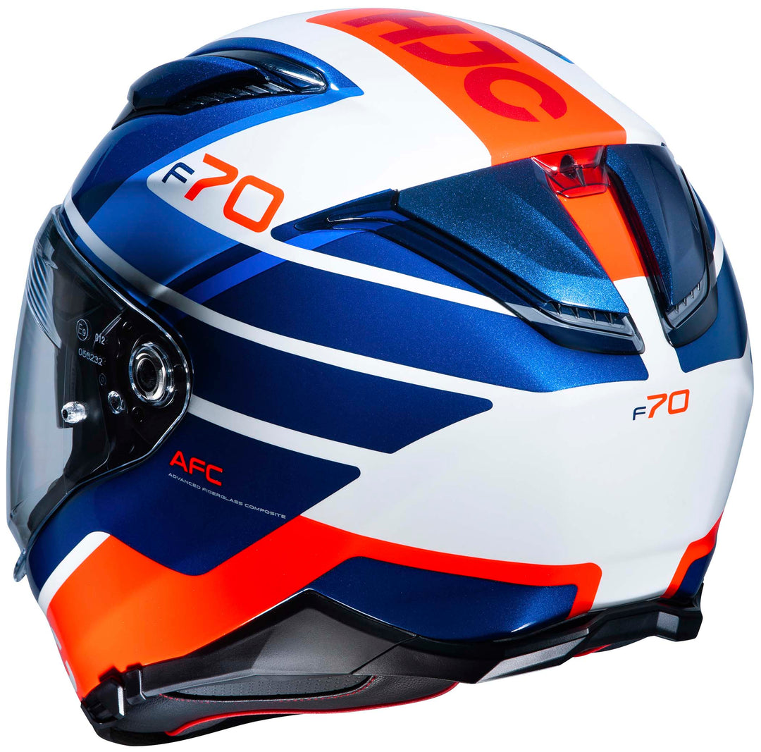 HJC F70 Tino Full Face Motorcycle Helmet MC-21 - Rear Side View