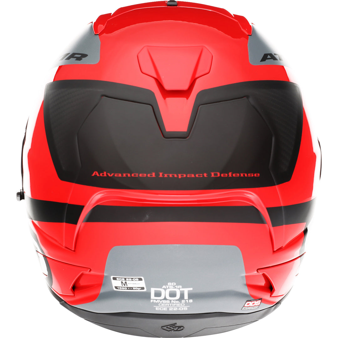 6D Helmets ATS-1R Wyman Helmet Red/Gray - Rear View