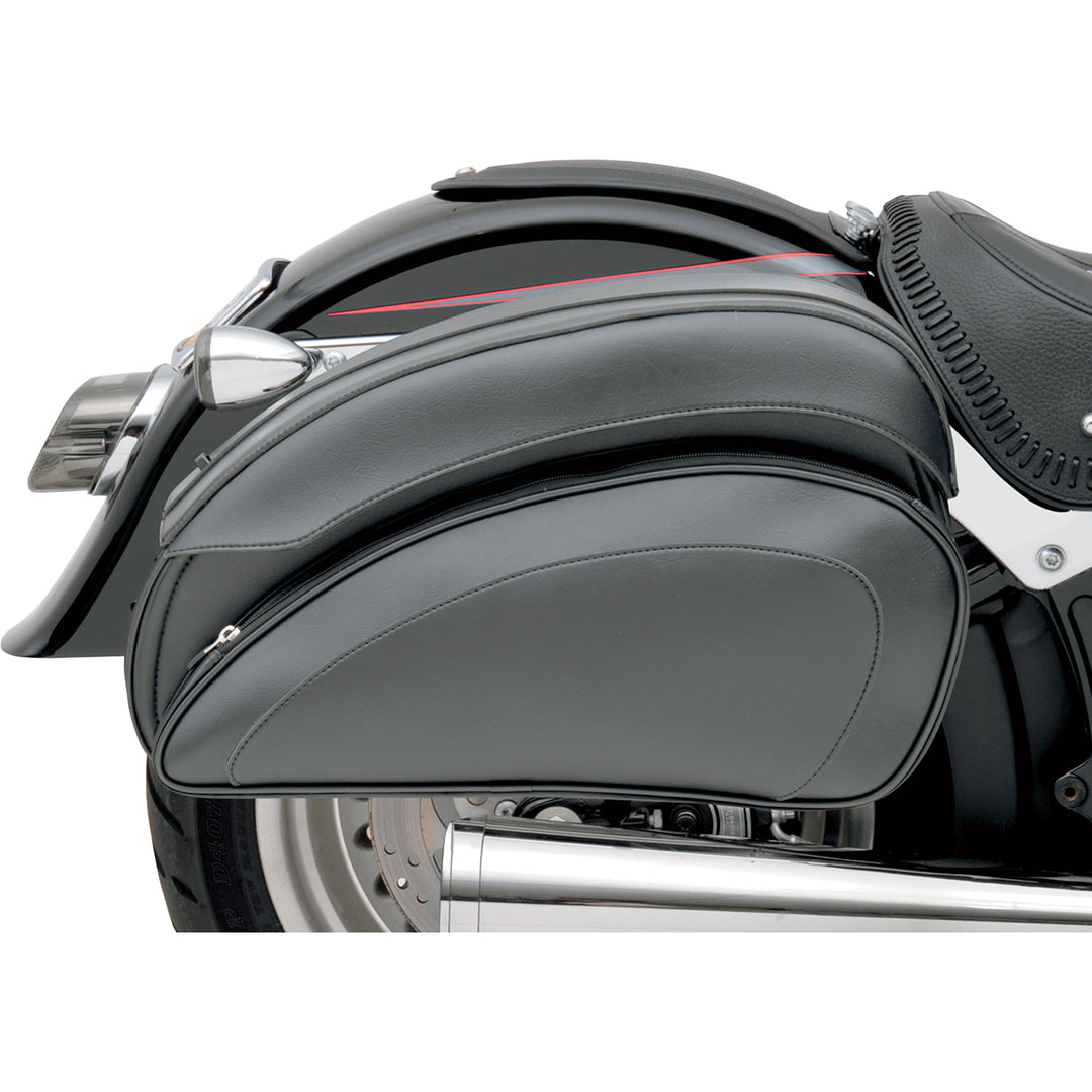 SADDLEMEN Cruis'n Deluxe Saddlebags with Mounting Hardware - Side View Installed on Motorcycle