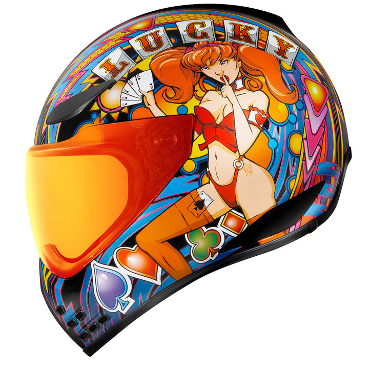 ICON Domain™ Lucky Lid 4 Helmet Red - Left Side View