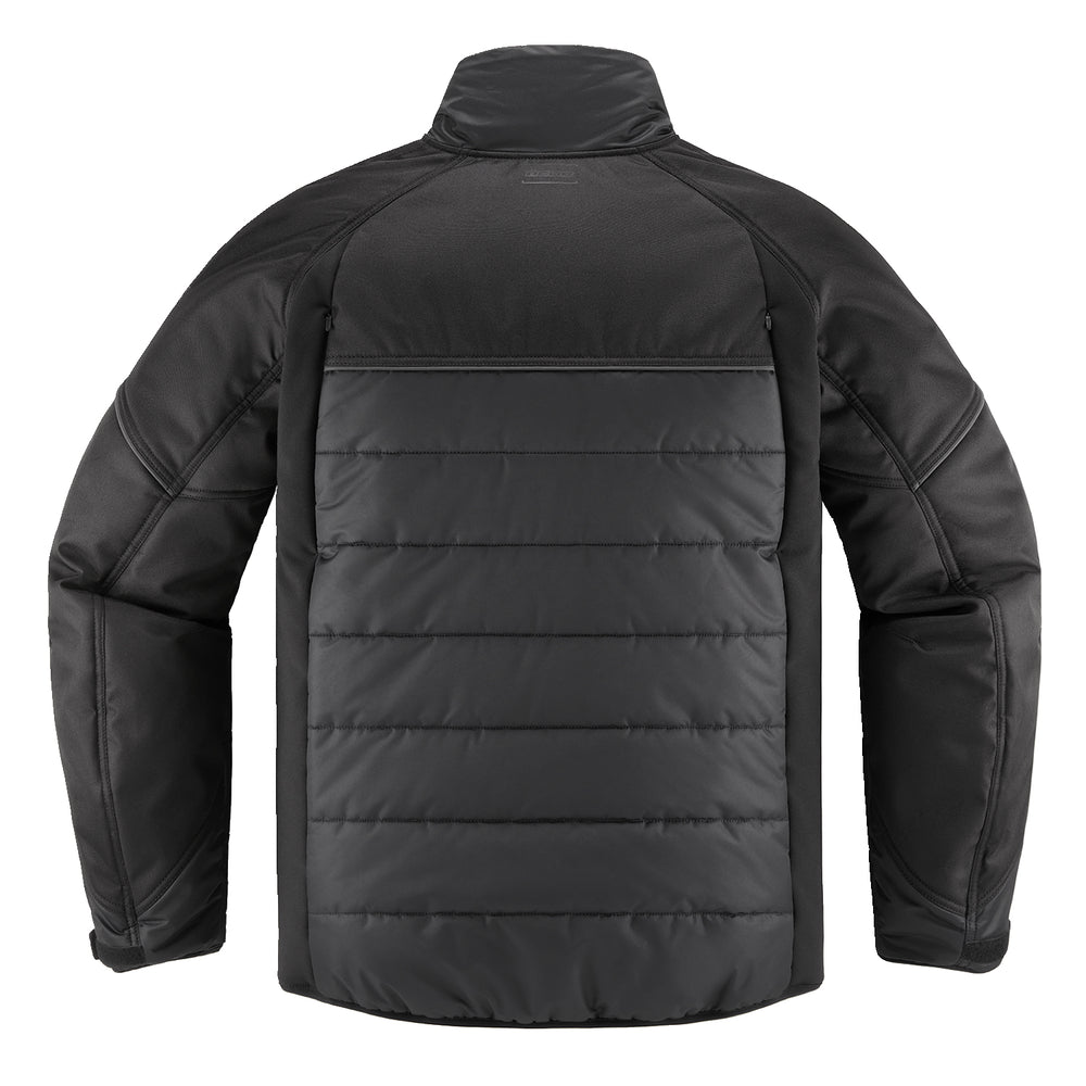 ICON Ghost Puffer Jacket Black/Charcoal - Rear View