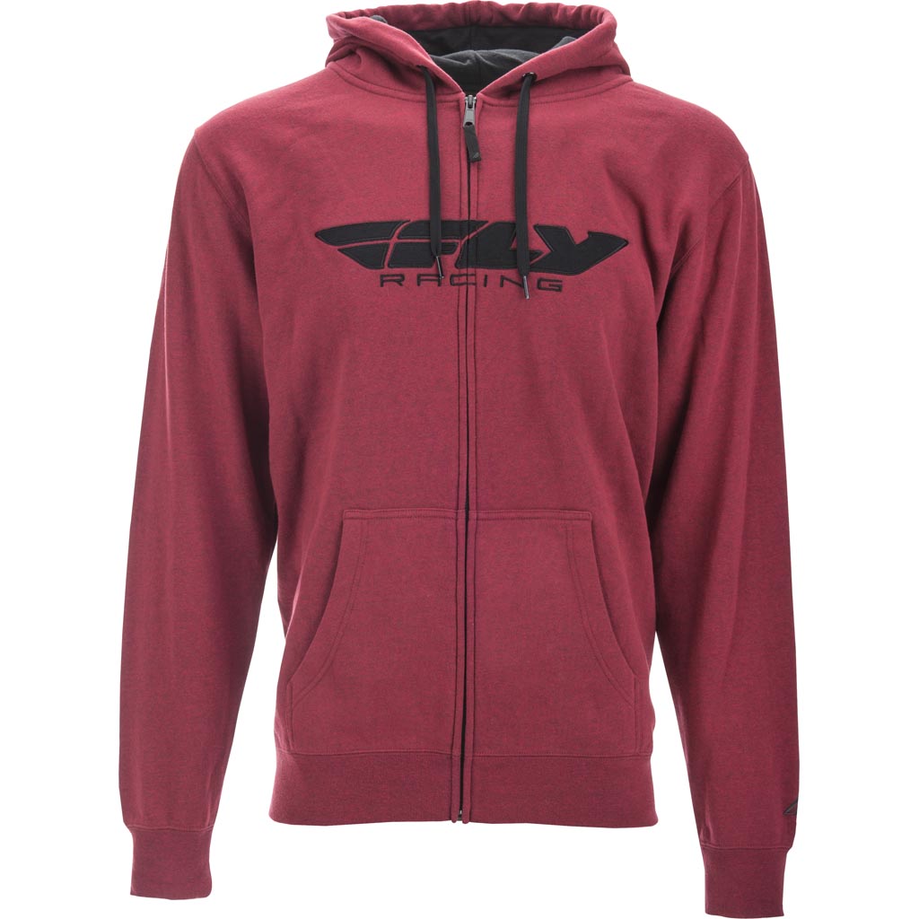 Fly Racing Corporate Zip Up Hoodie Burgundy/Black - Front View