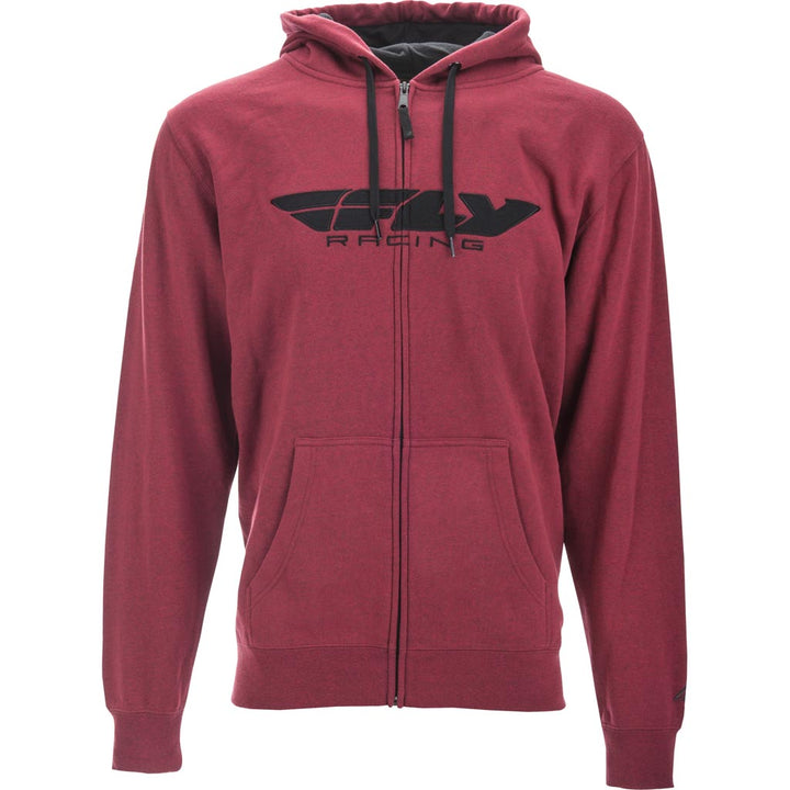Fly Racing Corporate Zip Up Hoodie Burgundy/Black - Front View