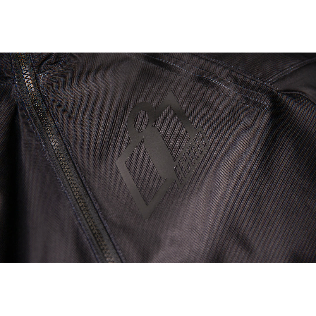 ICON Airform Jacket Black - Close-Up of Chest Logo Graphic