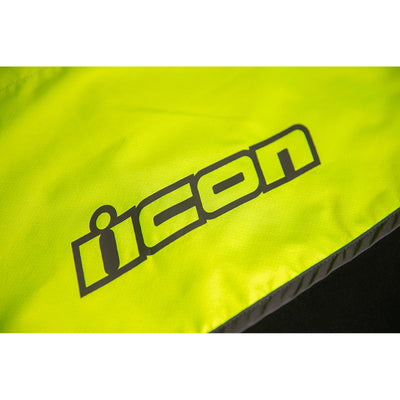 ICON Airform Jacket Vis - Close-Up of Logo Graphic on Lower Back