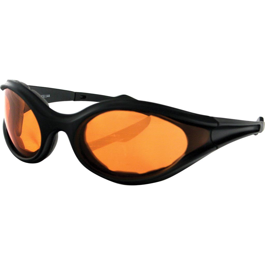 Bobster Foamerz Sunglasses Black w/Amber Lens - Front Side View